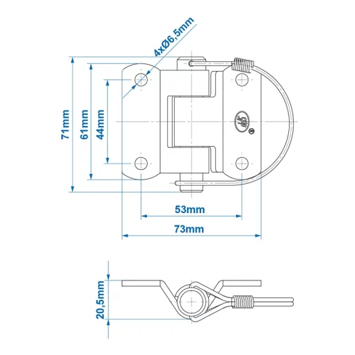Klepscharnierhouder 8mm SPP ZW-03.40