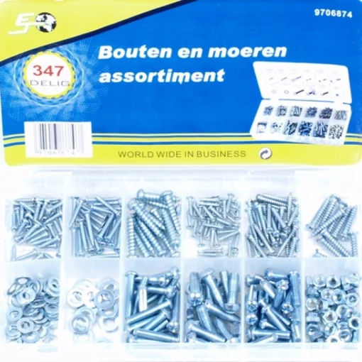 Bouten en moeren assortiment 347 delig
