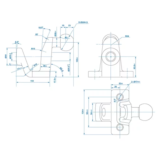 Trekhaakkogel zwart gecombineerd tweevoudige uitvoering D21/S350